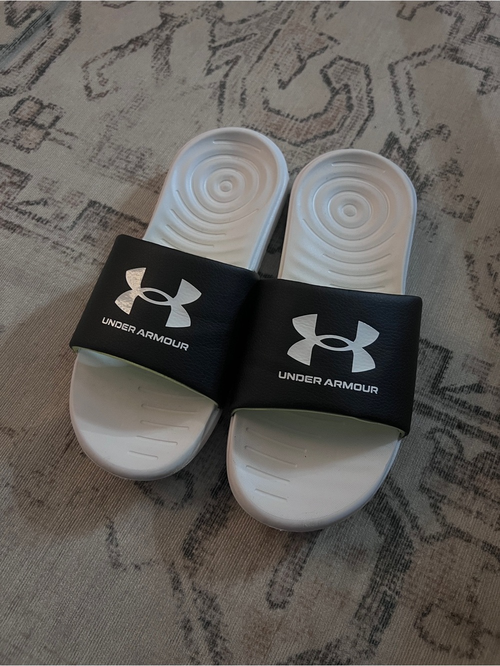 Under Armour Black and White Kids' Slide Sandals